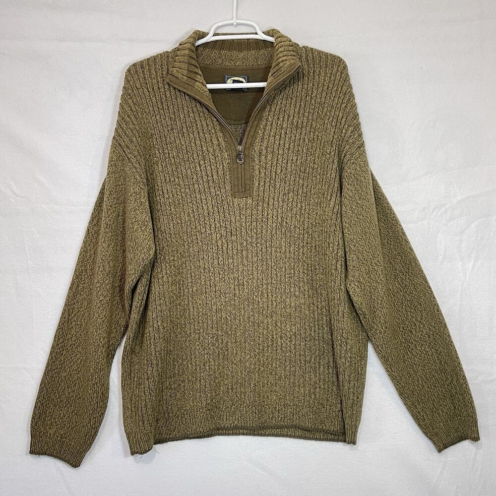 Tommy Bahama Vintage 1/4 Zip Sweater Mens Large Wool Cotton Cable